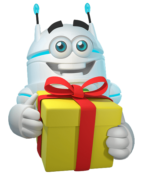 mascot with gift